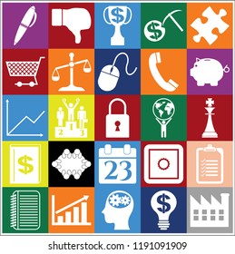 Set of 25 business icons, symbols or pictograms. Collection. Amazing desing. Vector Illustration.