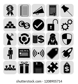 Set of 25 business icons, symbols or pictograms. Collection. Detailed design. Vector Illustration.