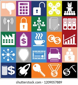 Set of 25 business icons, symbols or pictograms. Collection. Detailed design. Vector Illustration.