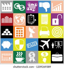 Set of 25 business icons, symbols or pictograms. Collection. Detailed design. Vector Illustration.