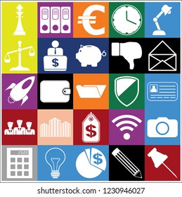 Set of 25 business icons, symbols or pictograms. Collection. Amazing desing. Vector Illustration.