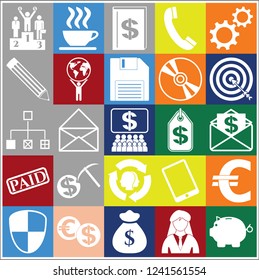 Set of 25 business icons, symbols or pictograms. Collection. Amazing desing. Vector Illustration.
