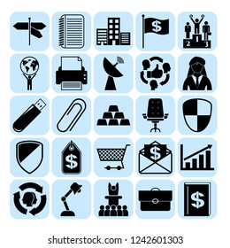 Set of 25 business icons, symbols or pictograms. Collection. Flat design. Vector Illustration.