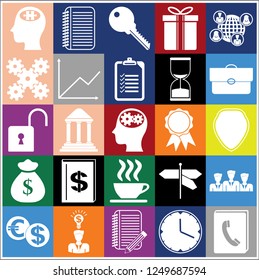 Set of 25 business icons, symbols or pictograms. Collection. Detailed design. Vector Illustration.