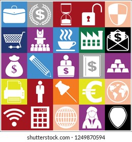 Set of 25 business icons, symbols or pictograms. Collection. Amazing desing. Vector Illustration.