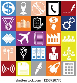 Set of 25 business icons, symbols or pictograms. Collection. Detailed design. Vector Illustration.