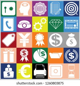 Set of 25 business icons, symbols or pictograms. Collection. Flat design. Vector Illustration.
