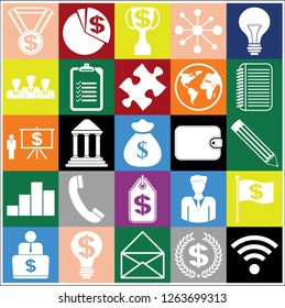 Set of 25 business icons, symbols or pictograms. Collection. Amazing desing. Vector Illustration.