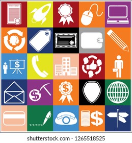 Set of 25 business icons, symbols or pictograms. Collection. Detailed design. Vector Illustration.