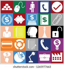 Set of 25 business icons, symbols or pictograms. Collection. Amazing desing. Vector Illustration.