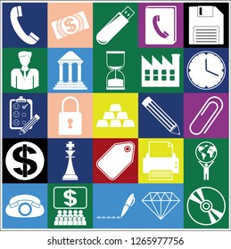 Set of 25 business icons or symbols. Collection. Flat design. Vector Illustration.
