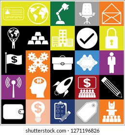 Set of 25 business icons or symbols. Collection. Detailed design. Vector Illustration.