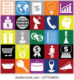 Set of 25 business icons, symbols or pictograms. Collection. Detailed design. Vector Illustration.
