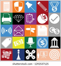 Set of 25 business icons, symbols or pictograms. Collection. Detailed design. Vector Illustration.
