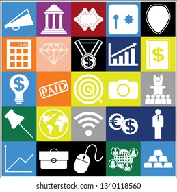 Set of 25 business icons, symbols or pictograms. Collection. Amazing desing. Vector Illustration.