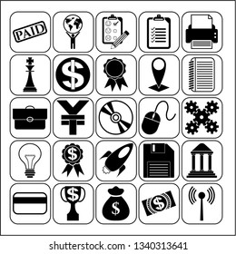 Set of 25 business icons, symbols or pictograms. Collection. Amazing desing. Vector Illustration.