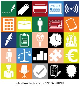 Set of 25 business icons or symbols. Collection. Flat design. Vector Illustration.