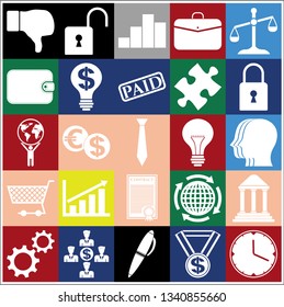 Set of 25 business icons, symbols or pictograms. Collection. Amazing desing. Vector Illustration.