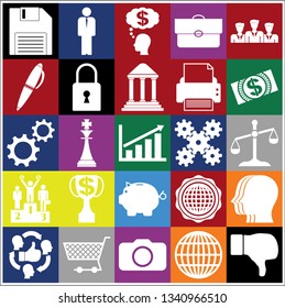 Set of 25 business icons, symbols or pictograms. Collection. Flat design. Vector Illustration.