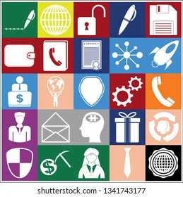 Set of 25 business icons or symbols. Collection. Flat design. Vector Illustration.