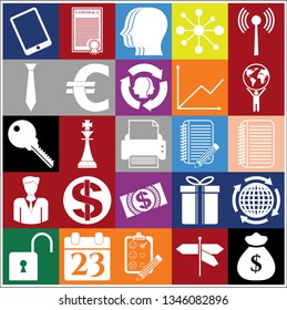 Set of 25 business icons or symbols. Collection. Flat design. Vector Illustration.