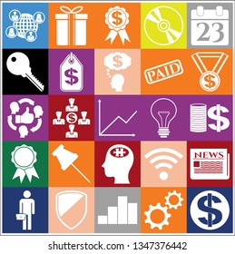 Set of 25 business icons or symbols. Collection. Detailed design. Vector Illustration.