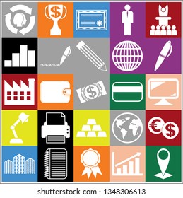Set of 25 business icons, symbols or pictograms. Collection. Amazing desing. Vector Illustration.