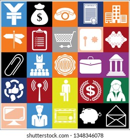 Set of 25 business icons or symbols. Collection. Detailed design. Vector Illustration.
