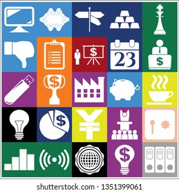 Set of 25 business icons or symbols. Collection. Detailed design. Vector Illustration.