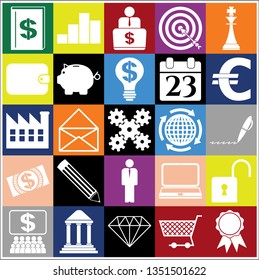 Set of 25 business icons, symbols or pictograms. Collection. Amazing desing. Vector Illustration.