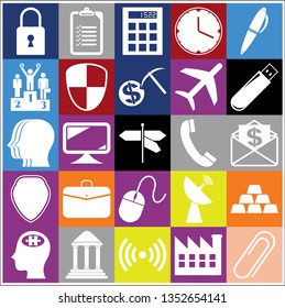 Set of 25 business icons, symbols or pictograms. Collection. Detailed design. Vector Illustration.
