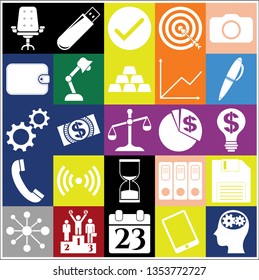 Set of 25 business icons or symbols. Collection. Detailed design. Vector Illustration.