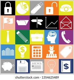 Set of 25 business icons or symbols. Collection. Amazing desing. Vector Illustration.