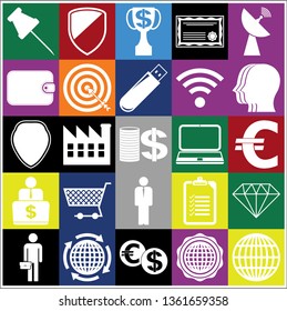 Set of 25 business icons, symbols or pictograms. Collection. Detailed design. Vector Illustration.