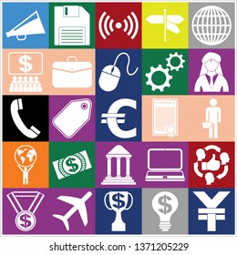 Set of 25 business icons or symbols. Collection. Flat design. Vector Illustration.
