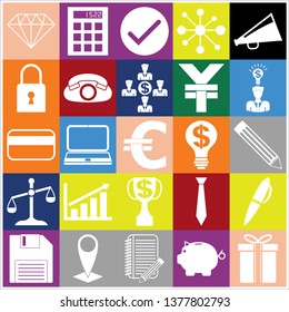 Set of 25 business icons, symbols or pictograms. Collection. Detailed design. Vector Illustration.