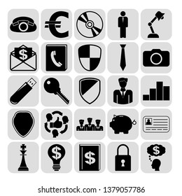 Set of 25 business icons or symbols. Collection. Detailed design. Vector Illustration.