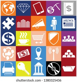 Set of 25 business icons, symbols or pictograms. Collection. Detailed design. Vector Illustration.