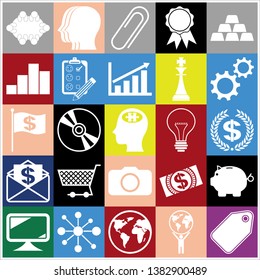 Set of 25 business icons, symbols or pictograms. Collection. Detailed design. Vector Illustration.