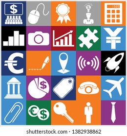 Set of 25 business icons, symbols or pictograms. Collection. Detailed design. Vector Illustration.