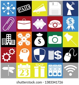 Set of 25 business icons, symbols or pictograms. Collection. Flat design. Vector Illustration.