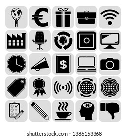Set of 25 business icons or symbols. Collection. Detailed design. Vector Illustration.