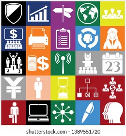 Set of 25 business icons, symbols or pictograms. Collection. Detailed design. Vector Illustration.