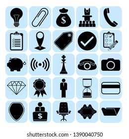 Set of 25 business icons or symbols. Collection. Detailed design. Vector Illustration.
