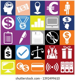Set of 25 business icons or symbols. Collection. Detailed design. Vector Illustration.