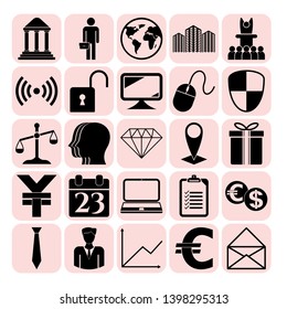 Set of 25 business icons, symbols or pictograms. Collection. Detailed design. Vector Illustration.