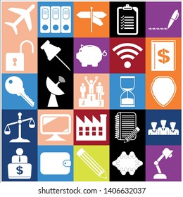 Set of 25 business icons, symbols or pictograms. Collection. Detailed design. Vector Illustration.