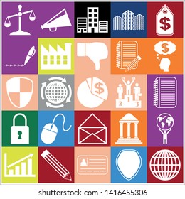 Set of 25 business icons, symbols or pictograms. Collection. Detailed design. Vector Illustration.