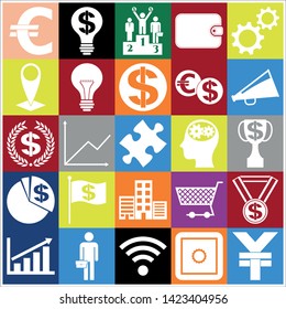Set of 25 business icons or symbols. Collection. Amazing desing. Vector Illustration.