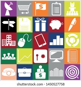 Set of 25 business icons or symbols. Collection. Detailed design. Vector Illustration.